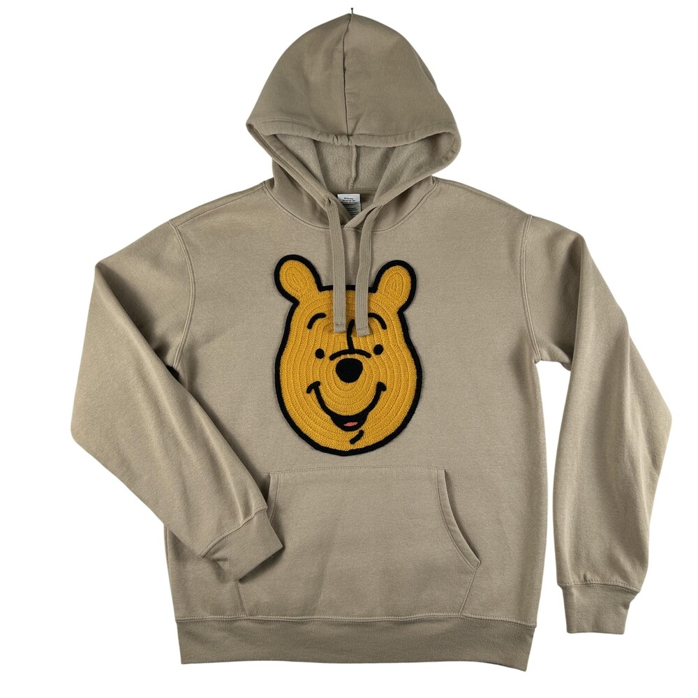 Disney Hoodie Sweatshirt Womens Medium Beige Winnie The Pooh Fleece Pullover